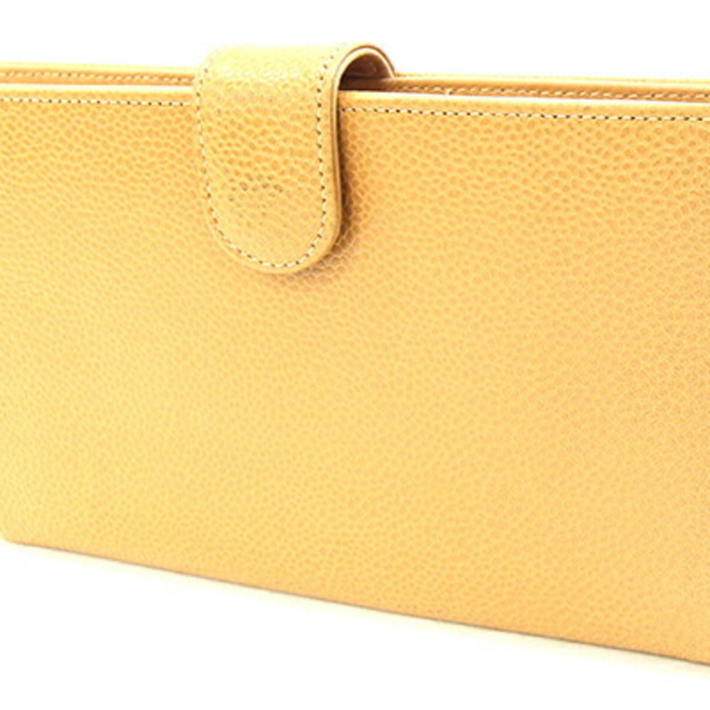 CHANEL Authentic Vintage Cream Caviar Leather Logo Wallet - Picture 2 of 9